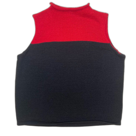 Russ by Liz Claiborne Company Rolled Neck Top SZ XL Sleeveless Red Black Knit - Picture 1 of 7